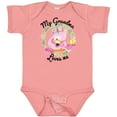 thumbnail image 3 of Inktastic Baby Flamingo My Grandma Loves Me with Flower Wreath Boys or Girls Baby Bodysuit, 3 of 5