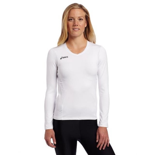 Asics Girls Junior Mintonette Long Sleeve Tee, White/White, Large