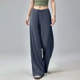 thumbnail image 2 of Stamzod Palazzo Pants for Women Solid Color Summer Flowy Pants Csaual Straight Wide-Leg Trousers Womens Beach Vacation Clothes Blue J M, 2 of 5
