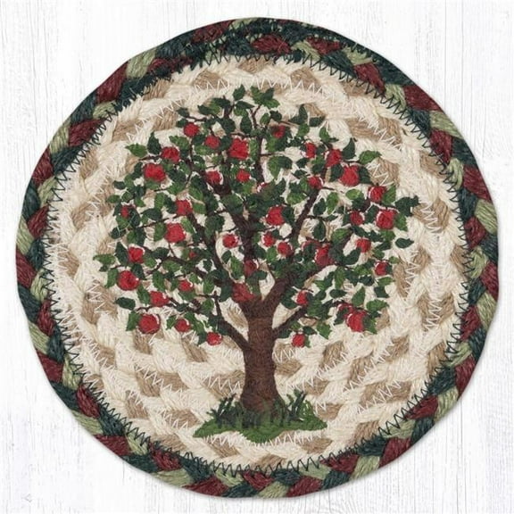 Earth Rug 79-801AT 7 x 7 in. Apple Tree Braided Round Large Coaster, Multi Color