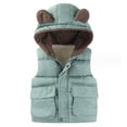 thumbnail image 1 of Chaleco acolchado con capucha para niños y niñas pequeños, chaqueta de invierno cálida y ligera, sin mangas, con cremallera y orejas de oso, 1 of 5