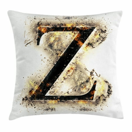 Letter Z Throw Pillow Cushion Cover Alphabet Character Capital Z