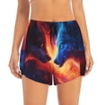 thumbnail image 2 of Pofeuu Red And Blue Fire Wolf Print Women's Athletic Shorts Running Workout Shorts Tummy Control Quick Dry Gym Shorts with Pockets Double layer sports shorts-Medium, 2 of 7