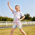 thumbnail image 4 of Tiijoy Girls Athletic Outfits Tie Dyed Short Sleeve Tshirt Shorts Set, Sizes 7-8, 4 of 5