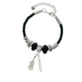 thumbnail image 2 of Delight Jewelry Silvertone Violin and Bow Wife Celtic Knot Leather Bead Bracelet, 7"+2" Extender, 2 of 4