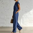 thumbnail image 5 of Asgosdo Jumpsuits for Women Sleeveless Front Zipper Waisted Wide Straight Leg Casual Rompers with Pockets, 5 of 5