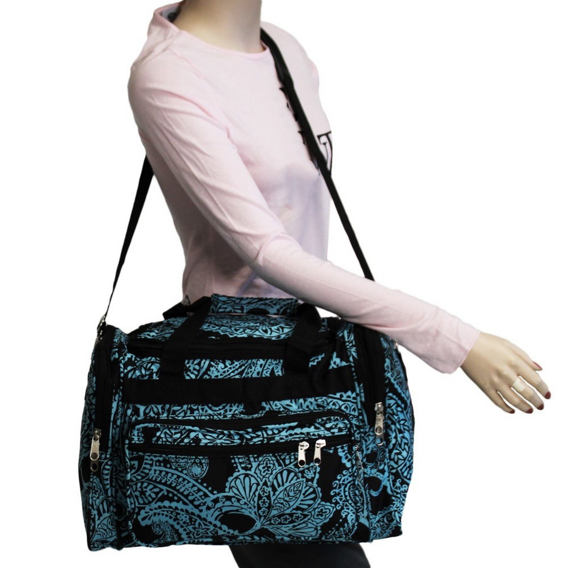 CalBags Fashion Prints 19-inch Duffle Bag Black Blue Paisley