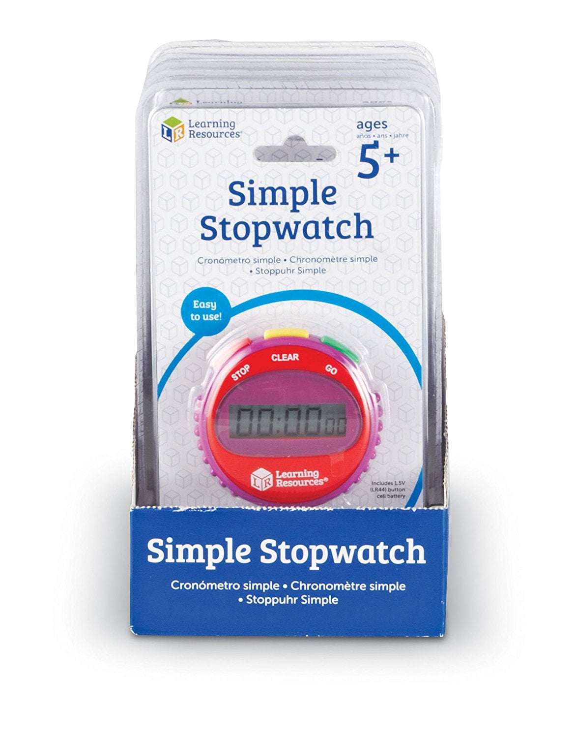 Red Learning Resources Simple Digital Stopwatch for Kids Teachers Classrooms