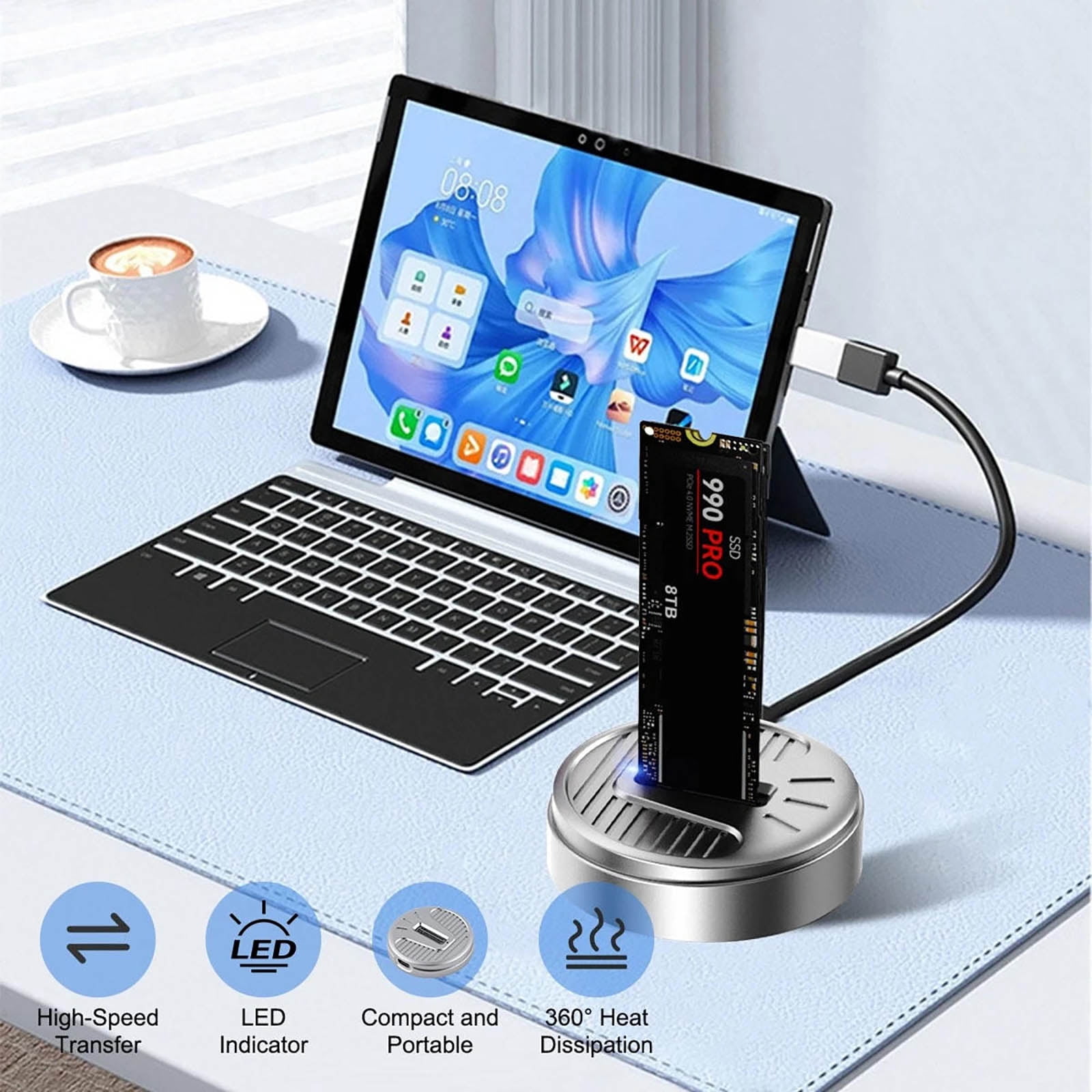 TAPDRA Mini M.2 SSD Docking Station 57x17mm Plug Play Hot Swap For Windows Mac OS Linux System Office Business