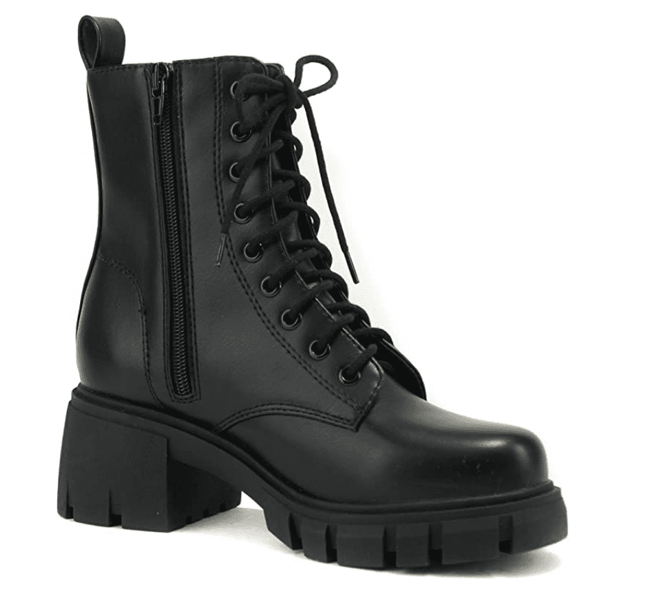 soda lug buckle womens combat boots