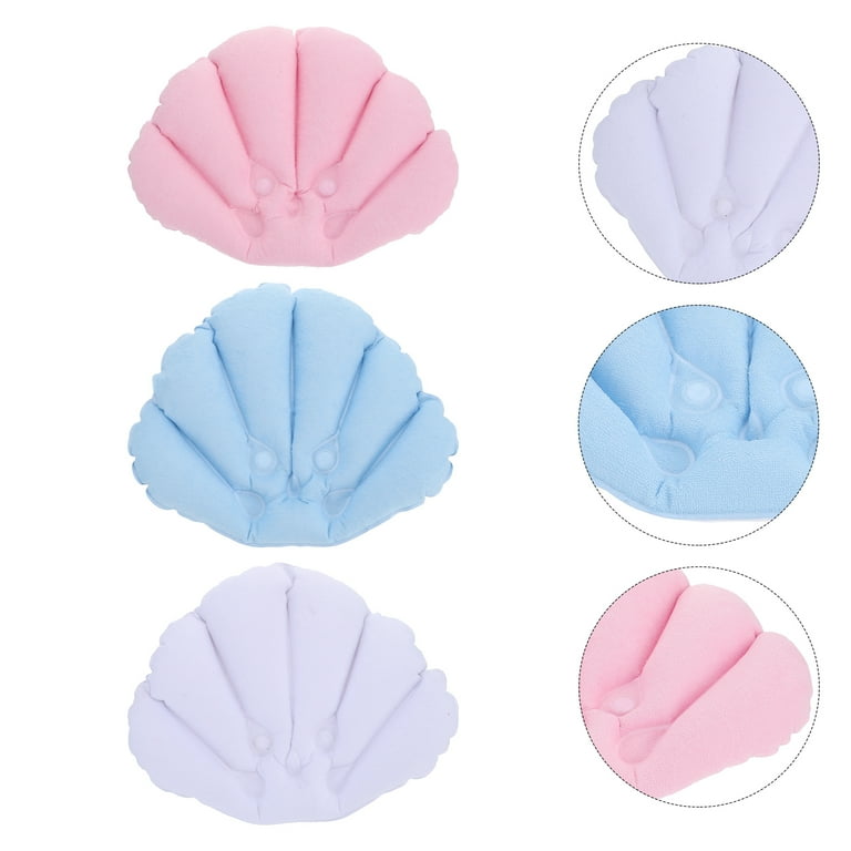 3Pcs Inflatable Bath Pillow Bathtub Cushion Bath Neck Rest Cushion Suction Cup Bath Pillow