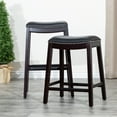 thumbnail image 6 of Cterwk 30" Bar Stool, Dark Brown Finish, Black Leather Seat, 6 of 7
