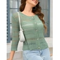 thumbnail image 5 of Yesfashion Women's Lightweight Crochet Cardigan 3/4 Sleeve Cropped V Neck Button Shrug Knit Sweater Tops, 5 of 6