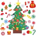 thumbnail image 1 of Juego de árbol de Navidad de fieltro DIY con 40 Uds. De adornos para colgar en la pared, Kits de manualidades de fieltro para niños, regalos de Navidad, favores de fiesta Adepaton ZJWJ880, 1 of 9