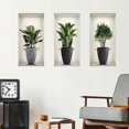 thumbnail image 2 of Calcomanías de pared de plantas en macetas verdes 3D, pegatinas de pared en macetas tropicales, decoración de arte de pared extraíble de vinilo creativo para pelar y pegar, 2 of 5