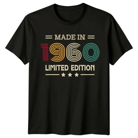 Made In 1960 Mens T Shirt 65th Birthday Gift Vintage Sixty Fifth Old