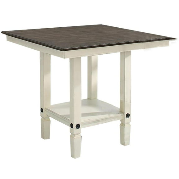 Intercon Furniture Glennwood Farmhouse Wood Gathering Table in White/Charcoal