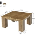 thumbnail image 2 of Tribesigns 39-Inch Square Coffee Table, Farmhouse Wooden Center Table with Fluted Legs for Living Room (Light Brown), 2 of 4