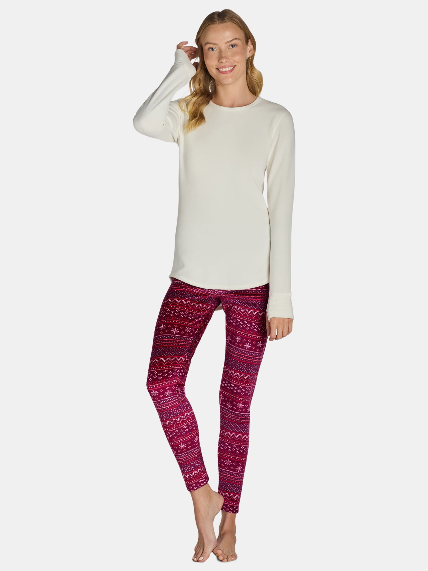 ClimateRight by Cuddl Duds Women's Warm Stretch Fleece Long Sleeve Crew Neck Thermal Base Layer Top, Sizes XS to 4X