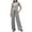 Grey, variant on Women 2 Piece Casual Suit Pleated Short Sleeve Top and High Waisted Wide Leg Pants Tracksuit Set plus Size Jumpsuits Dressy Pant Suits for Women