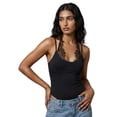 thumbnail image 1 of Gupgi Women Lace Halter Bodysuits Spaghetti Strap Backless Cami Top Summer Fitted Romper, 1 of 9