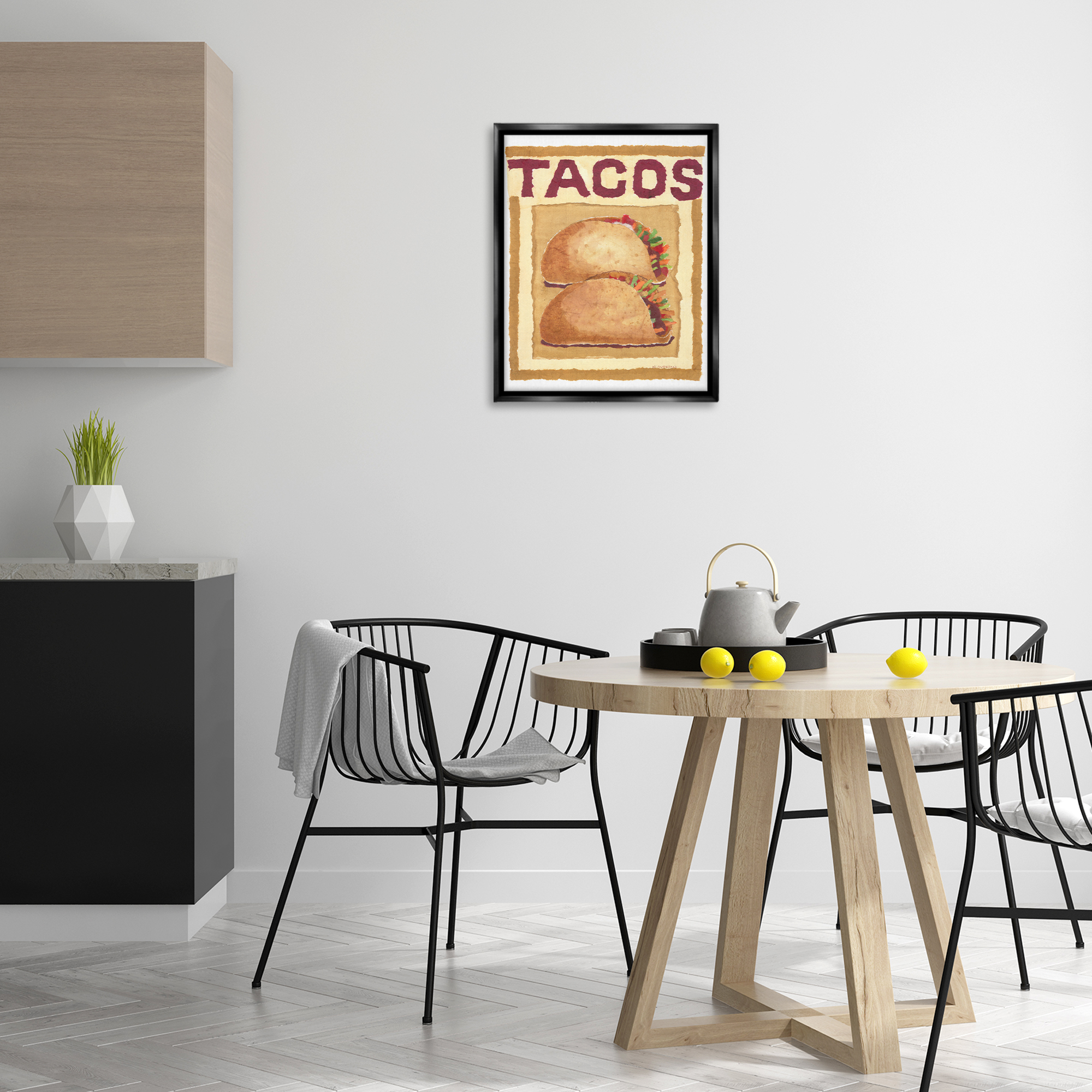 Stupell Industries Traditional Tacos Duo Food & Beverage Painting Black Floater Framed Art Print Wall Art, 17 x 21