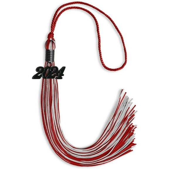 Endea Graduation Red/Silver Mixed Color Graduation Tassel with Black Date Drop