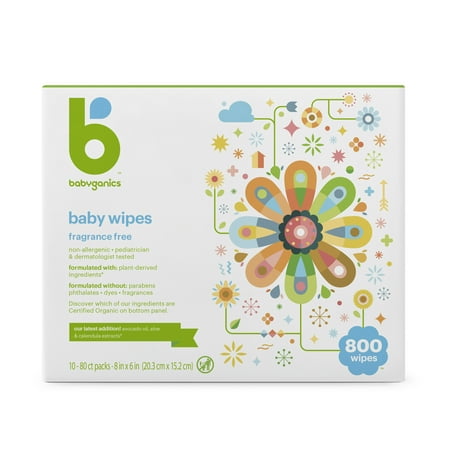 Babyganics Face, Hand & Baby Wipes, Fragrance Free (800 (Best Hand And Face Wipes For Baby)