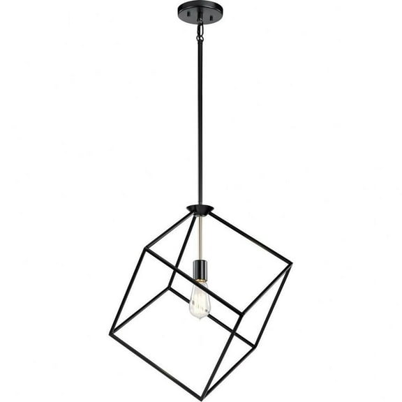 1 Light Contemporary Geometric Cube Pendant Light Fixture-Black Finish Bailey Street Home 147-Bel-4187300