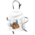 thumbnail image 1 of Moose Apron Colorful Antlers Boho Deer Retro Artsy Winter Rain Pattern Rainbow Heart Animal Theme, Unisex Kitchen Bib Apron with Adjustable Neck for Cooking Baking Gardening, Multicolor, by Ambesonne, 1 of 3