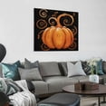 thumbnail image 2 of Fenyluxe Swirls Pumpkin Print on Canvas Halloween Wall Art Decor Ready to Hang - Home Room Art 16x16in, 2 of 6