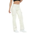 thumbnail image 4 of HDE Women's High Waisted Faux Leather Cargo Pants with Pockets Cream White 32, 4 of 6