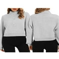 thumbnail image 5 of Chandails en Molleton Demi-Zip pour Femmes Col Montant Manches Longues Pull Tops, 5 of 5