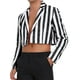 thumbnail image 1 of Blazer a rayas para hombre, chaqueta deportiva de un solo botón con solapa de muesca, traje de rayas XL en negro y blanco, 1 of 6