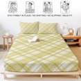 thumbnail image 5 of Twin Sze Fitted Sheet Set - Yellow Plaid 2 Piece Bedding Sets 16" Deep Pocket Fitted Sheet with 1 Pillowcase, White Stripes Modern Grids Geometric Brushed Microfiber Hotel Luxury Bed Sheets, 5 of 9