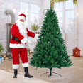 WILLED 7FT Unlit Artificial Christmas Tree, Fake Hinged Christmas Tree