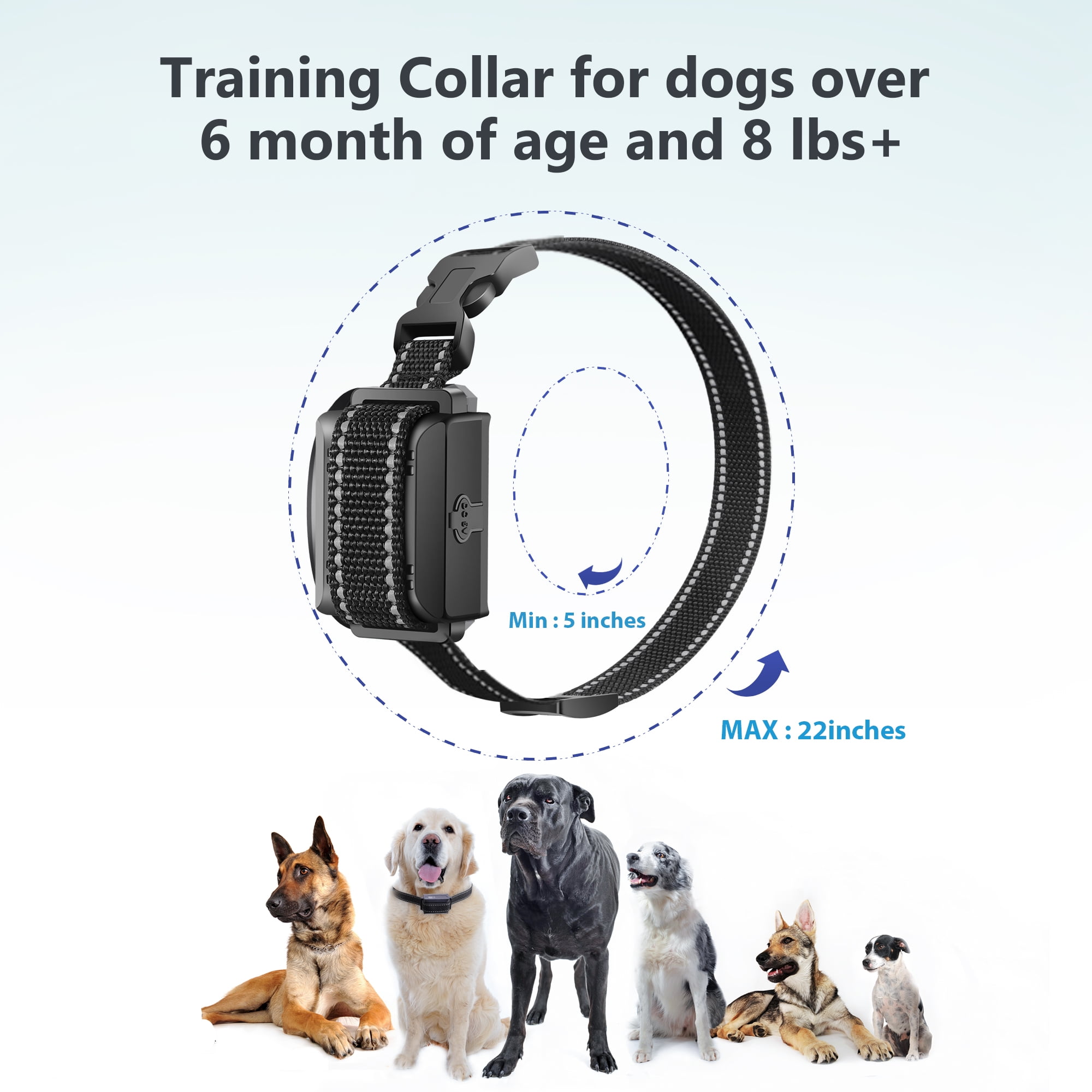 Petdiary T720 3300ft Dog Training Collar Waterproof Shock Collar with Remote Anti Bark Collar 4 Training Modes Beep Vibration Shock Lighting