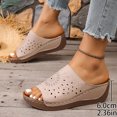 thumbnail image 2 of Women's Hollow Out Wedge Mules Comfortable Platform Sandals Slip On Open Toe Clogs Lightweight Non Slip Beach Slides Beige Size 7, 2 of 9