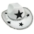 thumbnail image 1 of Versátil sombrero de vaquero occidental, sombrero de borde de lentejuelas con cordón, adorno de pentagrama, sombrero de para fiesta de Yinane Sombrero de vaquero, 1 of 8