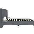 thumbnail image 4 of Queen Size Platform Bed with Big Headboard, Heavy Duty Solid Wood Velvet Upholstered Bed Frame with 2 Shelves for Bedroom, No Box Spring Needed, Gray, 4 of 7