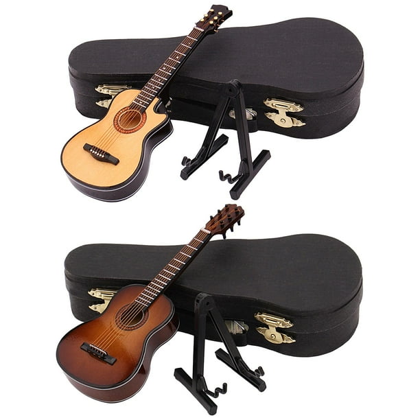Instrumentos musicales,Guitarra de instrumento musical de casa de muñecas a escala 1:12,Guitarra eléctrica en miniatura con soporte y estuche,Mini instrumento musical de guitarra clásica de