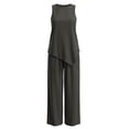 thumbnail image 6 of Lpmadey Women's 2-Piece Cotton Linen Sets, Sleeveless Crewneck Tank Top with Asymmetrical Hem and Drawstring Wide Leg Pants, Summer Casual Vacation Matching Outfit, 6 of 7