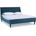 thumbnail image 1 of Sandy Wilson Home Aspen Tufted Headboard Platform Bed Queen Satin Teal Velvet, 1 of 11
