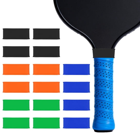 Uxcell Pickleball Paddle Grip Bands, Tennis Racket Grip Tape Grip Bands Handle Silicone Rings for Sports Rackets 16 Pack & 4 Colors-Fitting for (Pickleball/Tennis/Squash/Badminton)