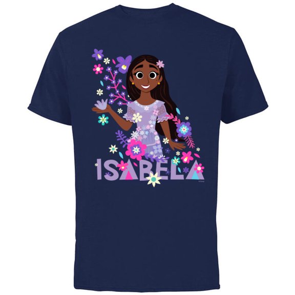Disney Encanto Isabela Madrigal Floral - Short Sleeve Cotton T-Shirt for Adults - Customized-Navy