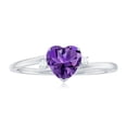 thumbnail image 4 of Rosec Jewels Natural Amethyst Heart Promise Ring - 6 mm - February Birthstone Ring - Ready to Gift for Valentines, 925 Sterling Silver, US 3.50, 4 of 8
