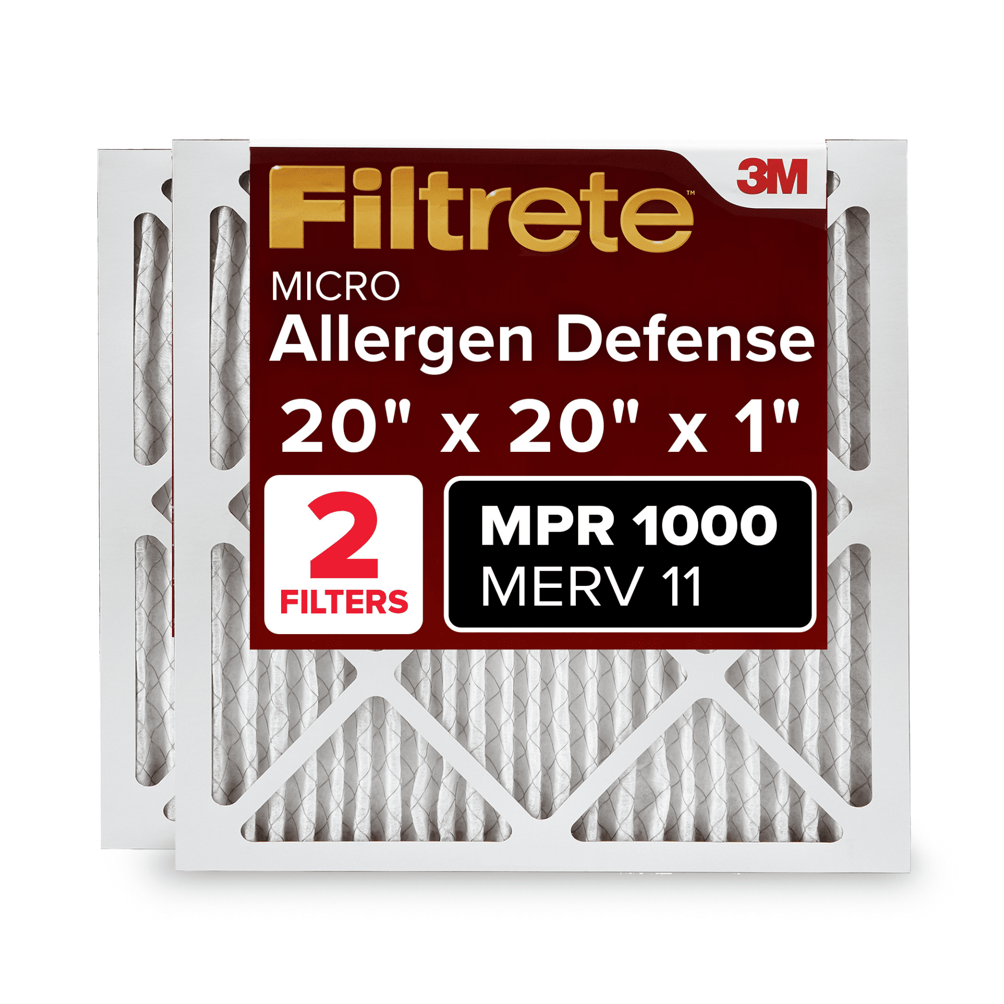 Filtrete Micro Allergen Defense Air Filter [MPR 1000]: 20 in. x 20 in. x 1 in. / 6-pack (White)