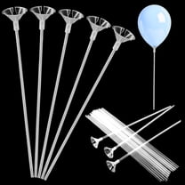 Balloon Sticks, Clear Balloon Holder Sticks with Bases and Weights for Tying Balloons
