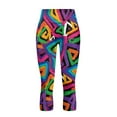 thumbnail image 4 of SCRAWLGOD Stretch Yoga Capris for Women with Pockets Active Lightweight High Waisted Leggings Non See Through Casual Tummy Control Crop Leggings, Colorful Abstract Geometry Print, XXL, 4 of 7