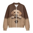 thumbnail image 4 of Xoenoiee Womens Bomber Jacket Cropped Zip Up Varsity Jacket Loose Fit Casual Coat Lightweight Fall Winter Outwear With Pockets, Labrador & Paw Brown, Small, 4 of 7